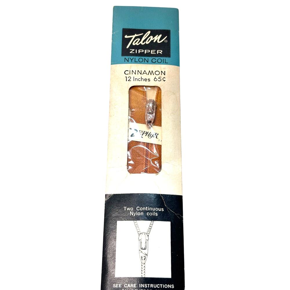 Vintage Talon Zipper Nylon Coil 12 inch Cinnamon Zephyr Deadstock